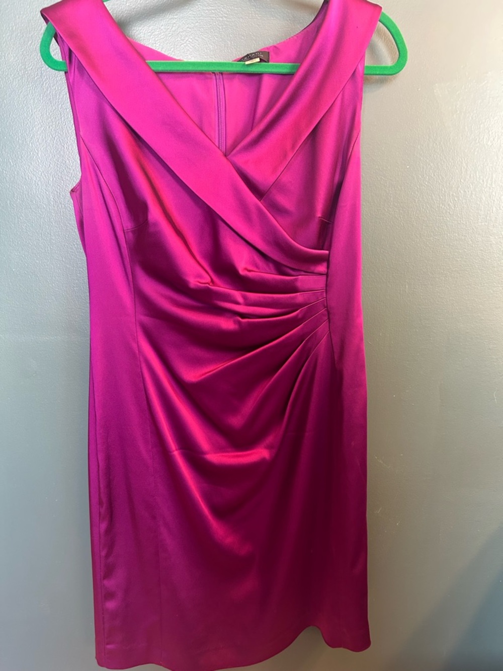 Sleeveless Ruched Midi Dress in Bright Pink